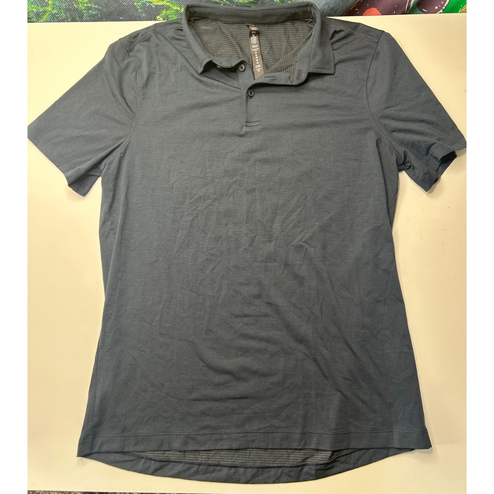 Lululemon Evolution Polo Shirt Mens Large Dark Gray Short Sleeve LM3CYSS